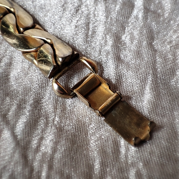 Vintage Gold Tone Signed KAFIN NEW YORK Link Bracelet Prong Set Topaz Citrine - Picture 9 of 16